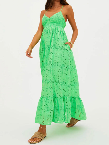 Ruthie Dress in Palm Eyelet