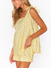 Britt Bow PJ Set in Limoncello Stripe Print