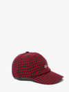 Wool Baseball Hat in Red Houndstooth Petit Oui
