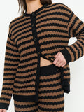 Inez Cardigan in Coffee Stripe Knit