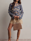 Floral Crochet Sweater in Blue