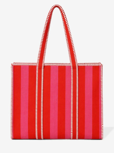 Funky Fun Stripe Tote in Pink & Orange