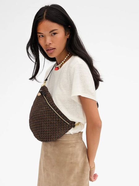 Grande Fanny in Leather & Suede Woven Check
