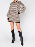 Marion Sweater Dress in Black Geo Knit