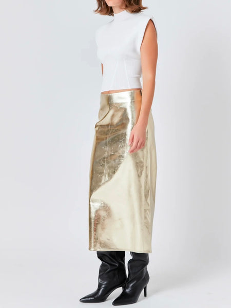 Foil My Plans Skirt in Gold