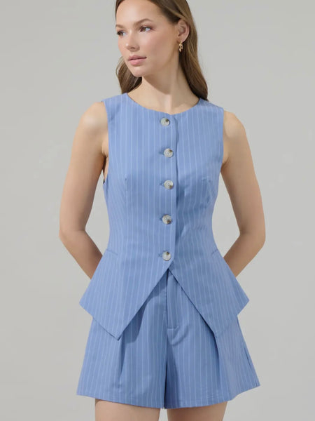 So Posh Stripe Vest in Blue