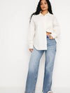 Stretch Poplin Button Shift Shirt in Cloud White