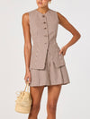 Karan Vest in Brown Checker