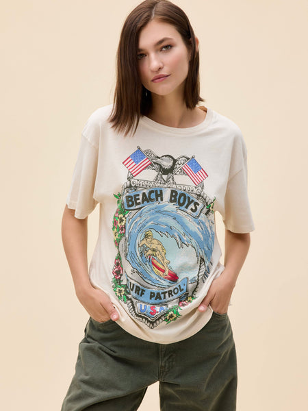 Beach Boys Surf Patrol Boyfriend Tee in Dirty White