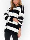 Hometown Tunic Sweater in Black White Stripe Knit