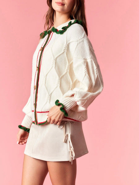 All The Trimmings Cardigan in Ivory