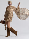 Waterfall Sleeve Georgette Mini in Autumn Zebra