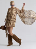 Waterfall Sleeve Georgette Mini in Autumn Zebra