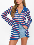 Button Up Cover Up in Montauk Stripe Crochet