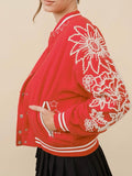 Earn Your Pearls Varsity Jacket in Red