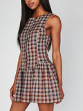 Meester Mini Dress in Saddle Plaid