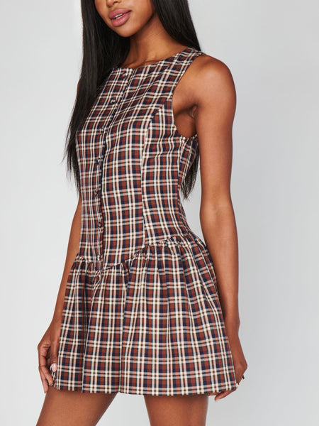 Meester Mini Dress in Saddle Plaid