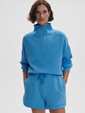 Hawley Half Zip Sweat in Azure Blue