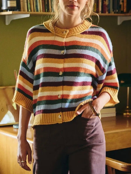 Maple Street Stripe Cardigan in Mustard