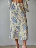 Freshly Picked Midi Skirt in Lemon Blue