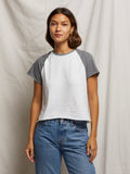 Britt Athletic Color Block Tee in White & Heather Grey