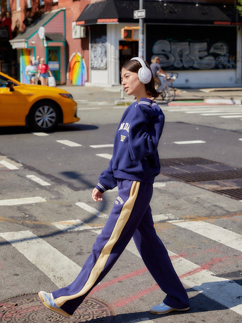 Kindness Crew Teddy Fitted Crewneck in Navy