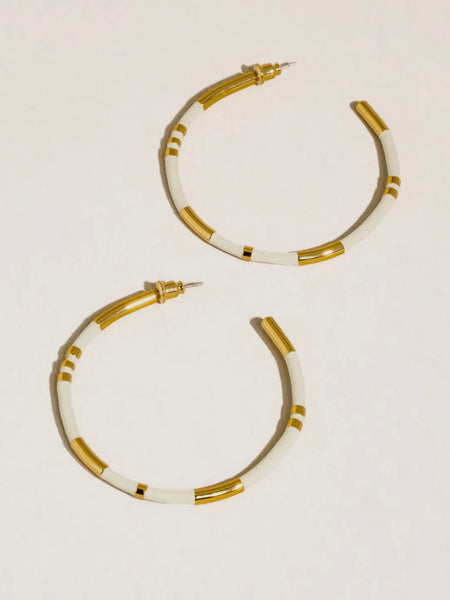 Dallin Large Enamel C Hoop in White