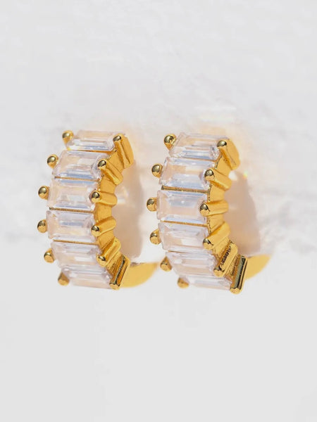 Bling Baguette Huggie Hoops