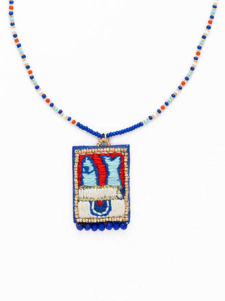 Robin Sardine Embroidered Necklace