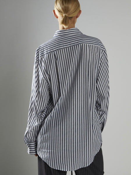 9-5 Button Up in Navy Stripe