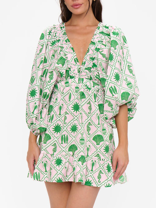 Hadley Mini Dress in Coastal Collage