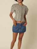 A Scoop Of Stripes Top in Brown