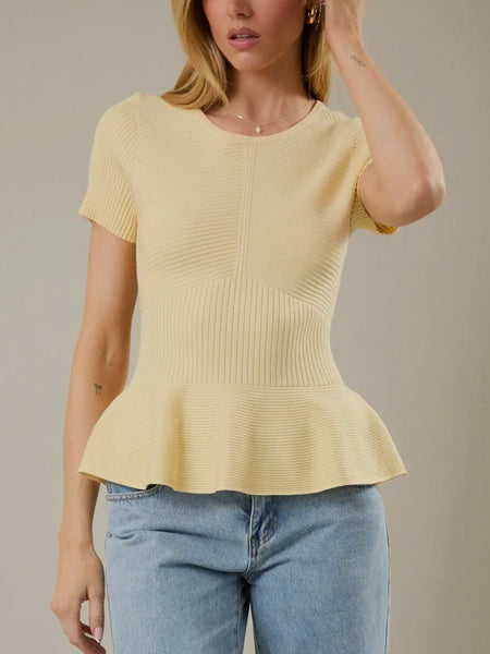 Butter Me Up Peplum Top in Yellow