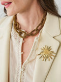 Jenna Chain Link Beaded Necklace in Gold