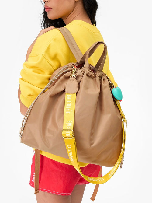 Sac Tout Backpack in Latte Recycled Nylon Twill