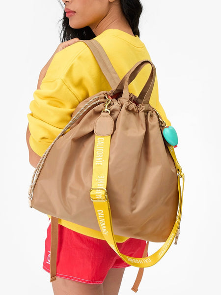 Sac Tout Backpack in Latte Recycled Nylon Twill