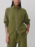 Tyde Zip Through Sweat in Loden Green
