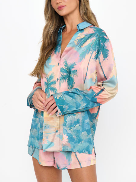 Early Riser PJ Set in Sunset Cove Silky