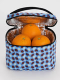 Puffy Lunch Bag in Wavy Blue Gingham