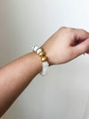 Recycled Glass Bracelet in White & Gold