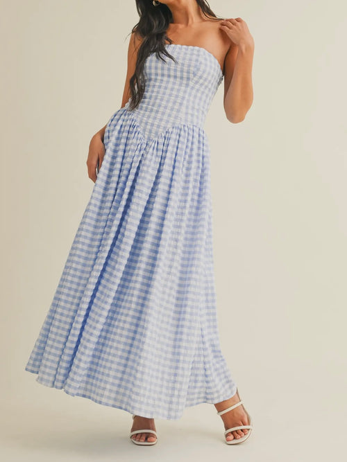 There's No Place Like Home Dress in Blue Gingham