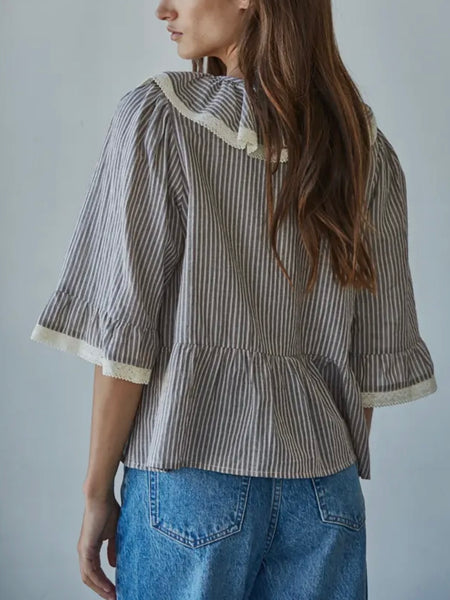 Raised On Ruffles Blouse in Grey