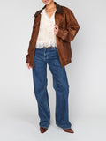 Maverick Bomber Jacket in Chestnut Brown Faux Leather