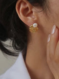 Laurelle Textured Pearl Studs