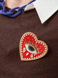 Avery Heart Eye Beaded Embroidered Brooch