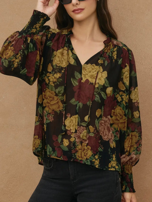 Twilight Bloom Blouse in Black
