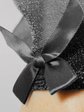 Sandrine Glitter & Bow Sock in Black