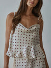 Smidge Of Satin Top in Cream Polka Dot