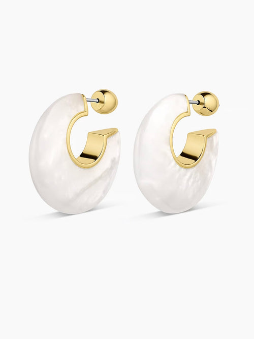 Paseo Marble Arc Hoops in White Marble Gold