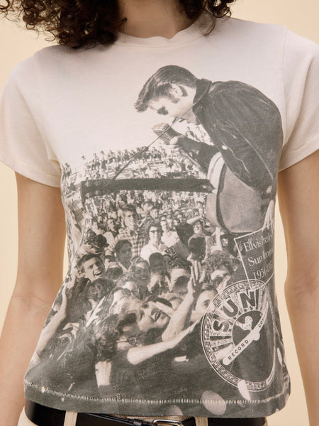 Sun Records X Elvis In Concert Vintage Tee in Dirty White